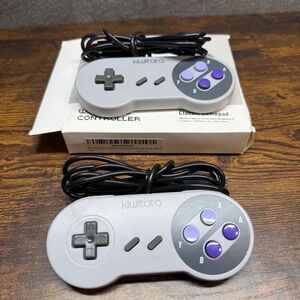 Kiwitata SNES USB Controller 2-Pack Grey Purple Keys Classic Gamepad PC Mac Pi